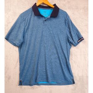 Oakley Men's Size Large Blue Geometric Short Sleeve Polo Shirt Performance Golf